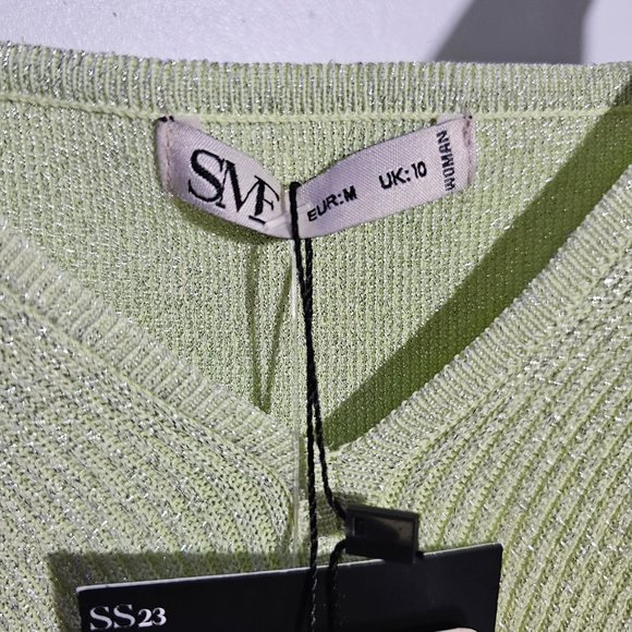 🏷️NWT SMF Knit Top w/ Lurex In Lime - Size Medium - Picture 9 of 12